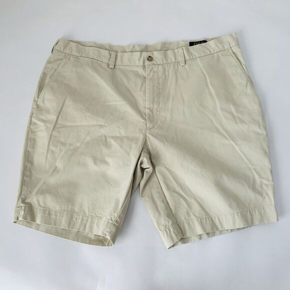 Polo Ralph Lauren Chino Shorts Mens 40 Beige Flat Front Preppy Career Normcore - Picture 1 of 7